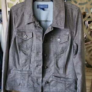 Baccini Taupe Textured Button-Up Jacket